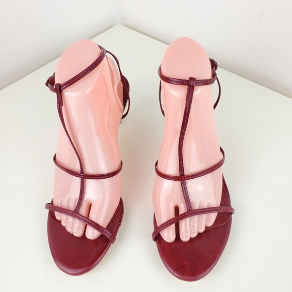 Zara women leather strappy heel sandals red size 10 - Picture 4 of 15